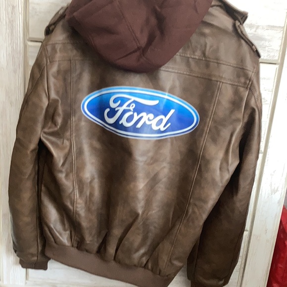 New brown leather jacket with FORD decals - Picture 11 of 16